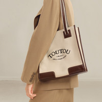 toutou 女包大容量帆布包单肩包包生日礼物送女生托特大包7410