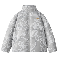 卡宾男装 90鸭绒羽绒服2024秋冬花卉满印宽松外套保暖潮流H 浅灰色16 L /175/50