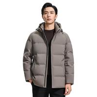 罗蒙（ROMON）可拆卸帽短款羽绒服男秋冬中青年商务休闲加厚保暖外套男 卡其 175 （120-135斤）