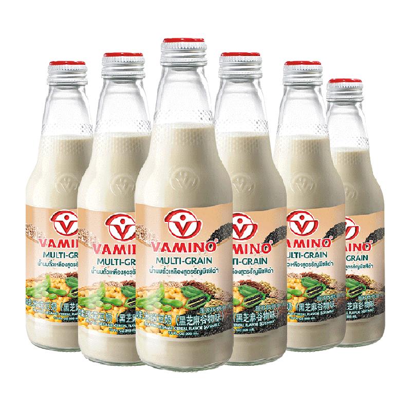 泰国哇米诺黑芝麻谷物味豆奶饮品植物蛋白早餐奶300ml*6瓶