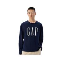Gap男女装2025春季纯棉印花大logo长袖T恤内搭上衣美版725634 海军蓝 S 美码 M亚洲码175/92A