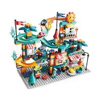 乐亲大颗粒旋转小赛车滑道轨道儿童益智拼装积木男女孩子3-6周岁