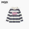 MQD 马骑顿 男童25春学院风条纹中大童运动休闲圆领套头卫衣 灰条 160