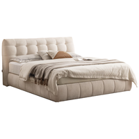 芝华仕（CHEERS）法式奶油风布艺泡芙双人床软包储物复古家具芝华士C399 1.5m单 菱花白-储物款1.5米 单床