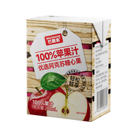 巴麗岛100%苹果汁200ml*12盒 无添加纯果汁维c饮料