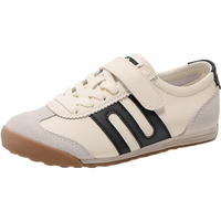 百丽(Belle)方枪枪同款舒适阿甘德训鞋女商场款拼色儿童板鞋13020A85 米色/黑色 30