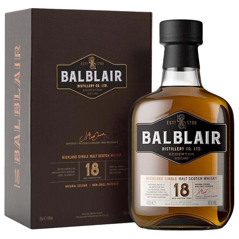 Balblair 巴布莱尔 18年 单一麦芽 苏格兰威士忌 46% 700ml 礼盒装