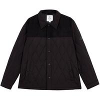 杰克·琼斯(JACK&JONES)男装衣服秋冬灯芯绒拼接轻薄羽绒服男短款夹克衬衫式外套男士保暖 E40 黑色 175/96A/M