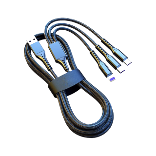 京充 超级快充 数据线  尼龙织 亮黑色 Type-C USB-A 66W 5A