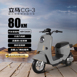 立马电动车 电动自行车80公里长续航电动车CG-3锂电池48V24Ah新国标电瓶车免驾照骑行上班代步小电驴海岸灰