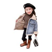 时尚小鱼 女童加绒牛仔外套秋冬装2025洋气儿童裙子小女孩加厚上衣