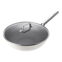德世朗炒锅钛合金无涂层不粘锅0涂层炒菜锅32cm电磁炉燃气灶通用 钛金0涂层不粘锅白色 32cm