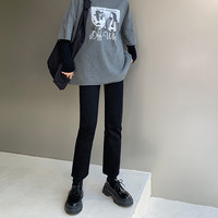 高腰烟管裤直筒牛仔裤女秋冬2025小个子九分显瘦加绒法棍裤子
