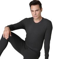 宝派保暖内衣男女套装无痕双面绒加厚打底加绒圆领秋衣秋裤女士秋冬季 羊绒暖护贴男黑灰 L 羊绒暖护贴经典版男黑灰