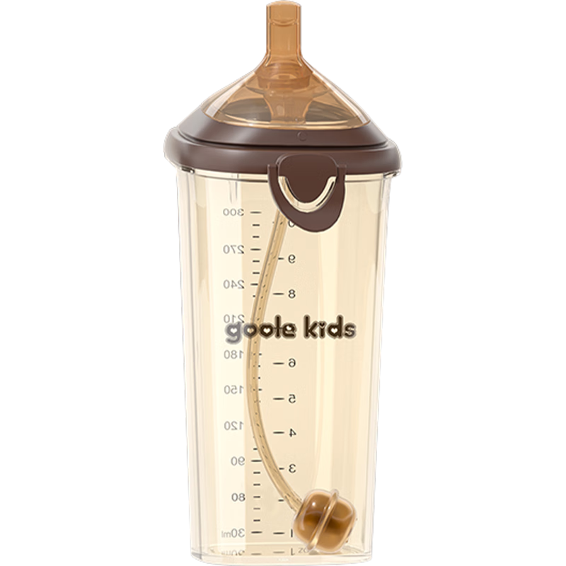 goole kids婴儿翻盖吸管奶瓶一岁以上宝宝大容量宽口径断奶奶嘴重力球300ML