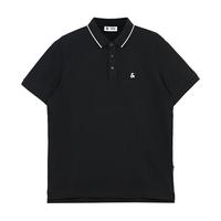 杰克·琼斯(JACK&JONES)25年polo衫男夏季无忧搭撞色罗纹翻领商务刺绣logo男士短袖POLO衫 黑色E40 XS