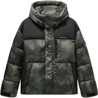 GXG男装【蓄热】泼墨印花户外连帽羽绒服男通勤羽绒外套24冬季品 碳灰色 170/M