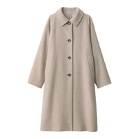 无印良品（無印良品 MUJI）女式羊毛混立领大衣毛呢大衣外套中长款女款秋冬外套女装BD0Z6A4A 浅米色 XL (165/92A)