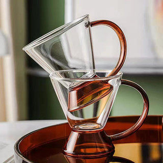 丰陶张生欧式北欧风高颜值花茶玻璃茶壶家用创意加厚玻璃壶杯功夫茶具水果茶壶红茶壶绿茶壶烧水煮茶壶泡茶器 欧式琥珀色带把杯