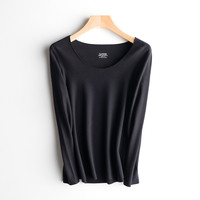 思篇 德绒无痕保暖内衣女士加厚加绒低领打底衫自发热单件上衣秋衣冬季