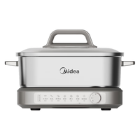 美的（Midea）全钢0涂层电火锅家用7L超薄火锅锅不锈钢无涂层电煮锅多人涮炖煮多功能料理锅 7L 全钢0涂层丨4分钟速沸 MC-HGS3030G3