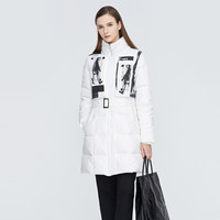 圣迪奥 sdeer圣迪奥女装个性立领涂鸦印花收腰装长款羽绒服S20482490