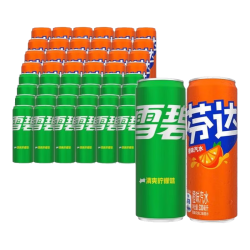 可口可乐 雪碧碳酸饮料330ml*24罐+芬达330ml*24罐