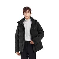 太平鸟男装羽绒服冬季防寒保暖刺绣立领面包服外套质感 黑色 L