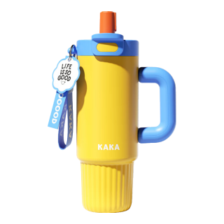 皇家洛克316不锈钢保温杯1.3L 带手柄弹盖吸管水杯 可车载