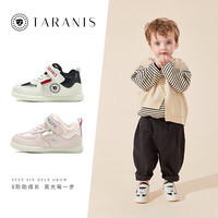 泰兰尼斯秋冬季学步鞋中高帮男宝宝鞋气泵防滑防踢机能鞋子 白黑 冬款加绒选大一码 18 鞋内长12.5cm适合脚长11.5