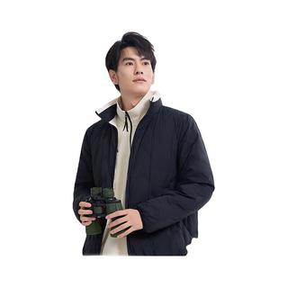 京东京造拼接摇粒绒羽绒服时尚百搭保暖羽绒外套 撞色-青光黑 S