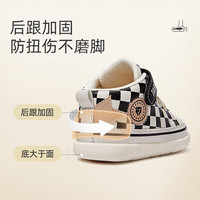 泰兰尼斯秋冬季学步鞋中高帮男宝宝鞋气泵防滑防踢机能鞋子 黑/格纹 秋季超纤 18 鞋内长12.5cm适合脚长11.5