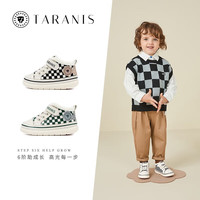 泰兰尼斯秋冬季学步鞋中高帮男宝宝鞋气泵防滑防踢机能鞋子 白/黑 冬季加绒选大一码 18 鞋内长12.5cm适合脚长11.5