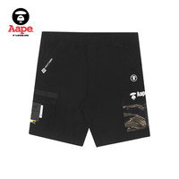 Aape 旗舰店男装春夏潮流猿颜徽章工装迷彩拼接潮流短裤6844XXI