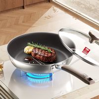 康巴赫 平底锅不粘锅家用无涂层仿生抗菌有钛煎锅烧锅牛排煎蛋煎饼早餐锅 有钛仿生煎锅 26cm