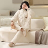洁丽雅 女士绒珊瑚绒夹棉法兰绒家居服套装