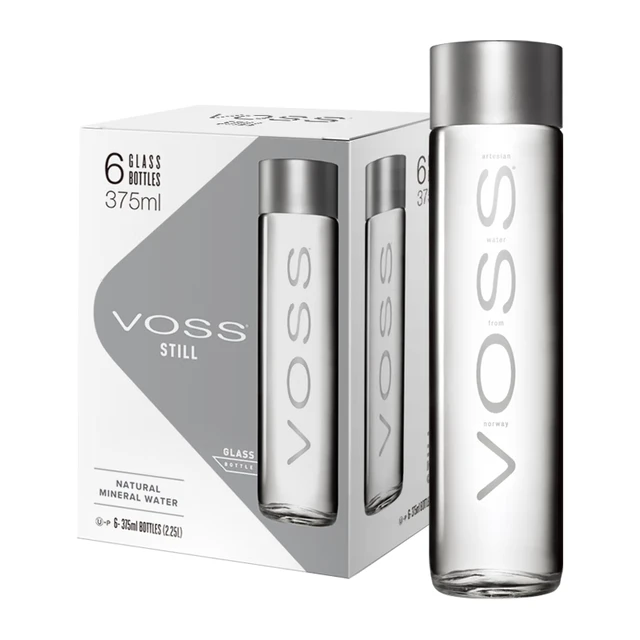 挪威原装进口 芙丝(VOSS) 天然矿泉水（不含气） 375ml*6瓶（玻璃瓶）