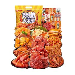 比比赞 多肉辣卤零食礼包60包卤味鸭肉鸡肉辣条家庭分享年货