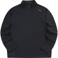 鸿星尔克长袖T恤男秋季立领运动轻薄跑步衫休闲打底修身百搭透气上衣 正黑 XL