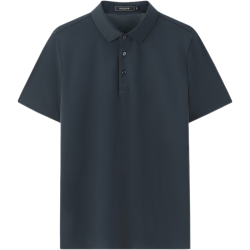 雅戈尔 桑蚕丝混纺面料 男士短袖POLO衫  XL （150-165斤） 深藏青V