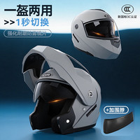 NEVA新国标3c认证电动车头盔揭面盔四季通用男女双镜冬季全覆帽 星空灰防雾镜+保暖围脖