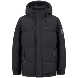 雪中飞 羽绒服男士冬季时尚休闲轻户外百搭连帽保暖防风御寒鸭绒外套羽绒 黑色 M (170)