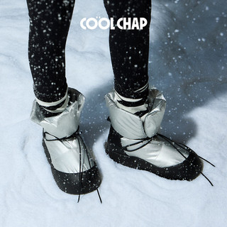 COOLCHAP荒野系列2025秋冬新粉黑涂鸦雪地靴防滑保暖厚底羽绒靴中筒短靴女 银色