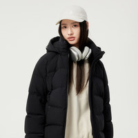 坦博尔2024冬季时尚百搭可脱卸帽加厚羽绒服短款女TBF550386D 黑色 S (160) 体重100斤-110斤