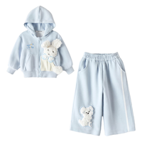 可英 GOWINBABY女童套装2025秋季女孩洋气时髦秋装女宝韩版卡通休闲两件套 蓝色(常规套装) 140 (适合身高130cm-140cm)