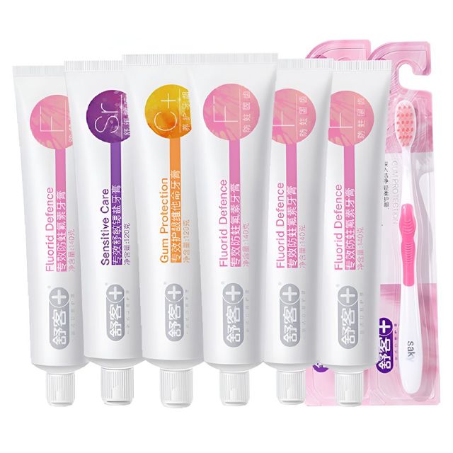 Saky 舒客 专效防蛀护龈舒敏牙膏套装 800g/6支+2支牙刷