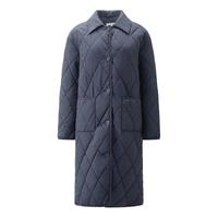 佐丹奴棉衣外套女秋冬菱形格绗缝中长款翻领棉服夹克13375650