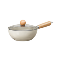 康佳（KONKA）炒锅陶瓷涂层不粘锅一人用0氟涂层炒菜锅日式平底不沾锅炉灶通用 20cm带盖【0氟陶瓷不粘锅】