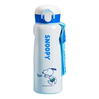 史努比（SNOOPY）儿童保温杯316不锈钢男女小便携直饮壶喝水杯带提绳480ml 蓝 蓝【直饮+316不锈钢】 480ml