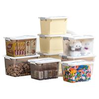 禧天龙近直角手提收纳箱加厚积木玩具零食收纳盒衣物玩偶储物箱 奶油白 14L 1个装